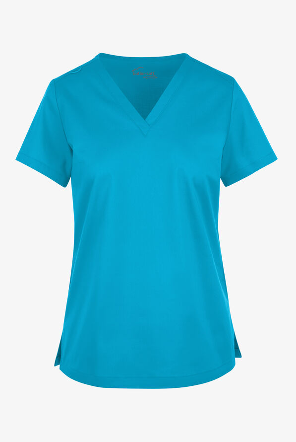 Butter-Soft STRETCH Women's V-Neck Tuck In Top - Turquoise - 1