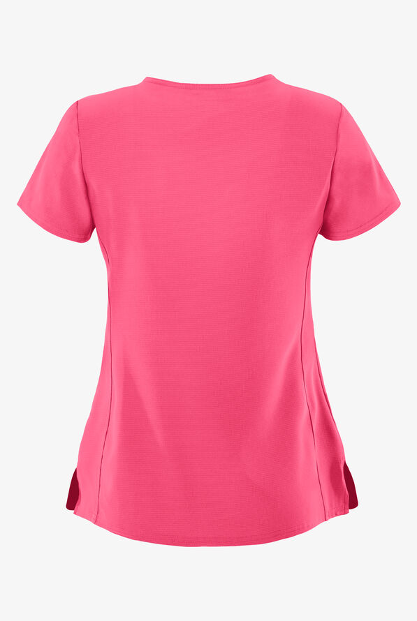 heartsoul Break On Through Women's 3-Pocket Pitter-Pat V-Neck Scrub Top - Flamingo - 2