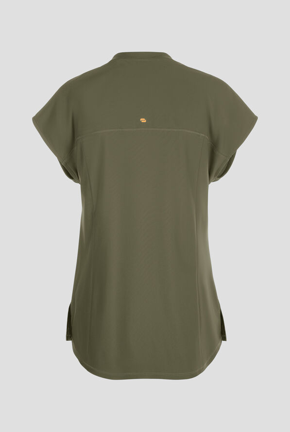 Infinity GNR8 Kinetic Knit Women's 3-Pocket STRETCH Dolman Tunic Rounded Notch Neck Scrub Top - Sap Green - 3