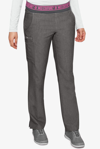 Med Couture Touch Women's 7-Pocket STRETCH Logo Elastic Double Cargo Yoga Scrub Pants