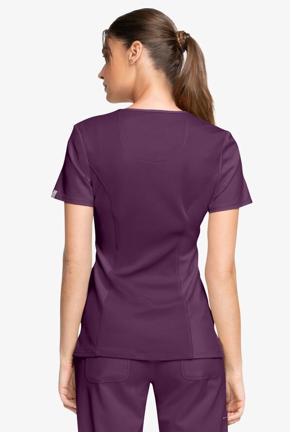 Infinity Women's 3-Pocket STRETCH Round Neck Scrub Top - Eggplant - 4