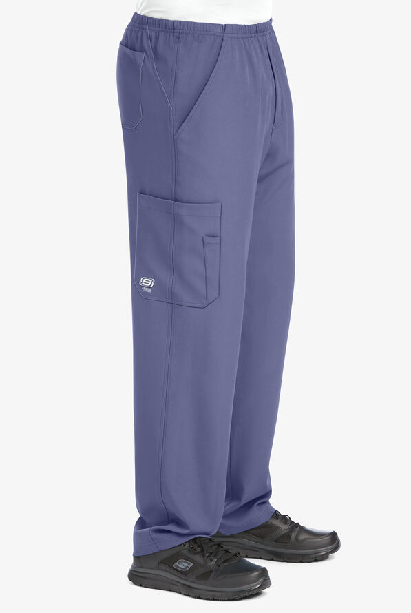 Skechers by Barco Structure Men's 4-Pocket STRETCH Cargo Scrub Pants - Ceil Blue - 3