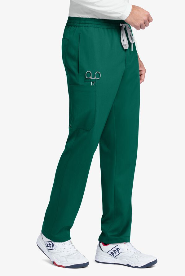 Grey's Anatomy by Barco Men's 5-Pocket Elastic Waist Zip Fly Cargo Scrub Pants - Hunter - 1