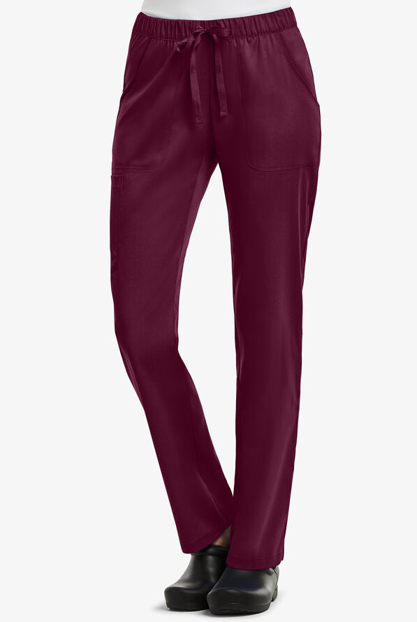 Maevn Matrix Women's 5-Pocket STRETCH Elastic Waist Drawstring Cargo Scrub Pants - Wine - 1
