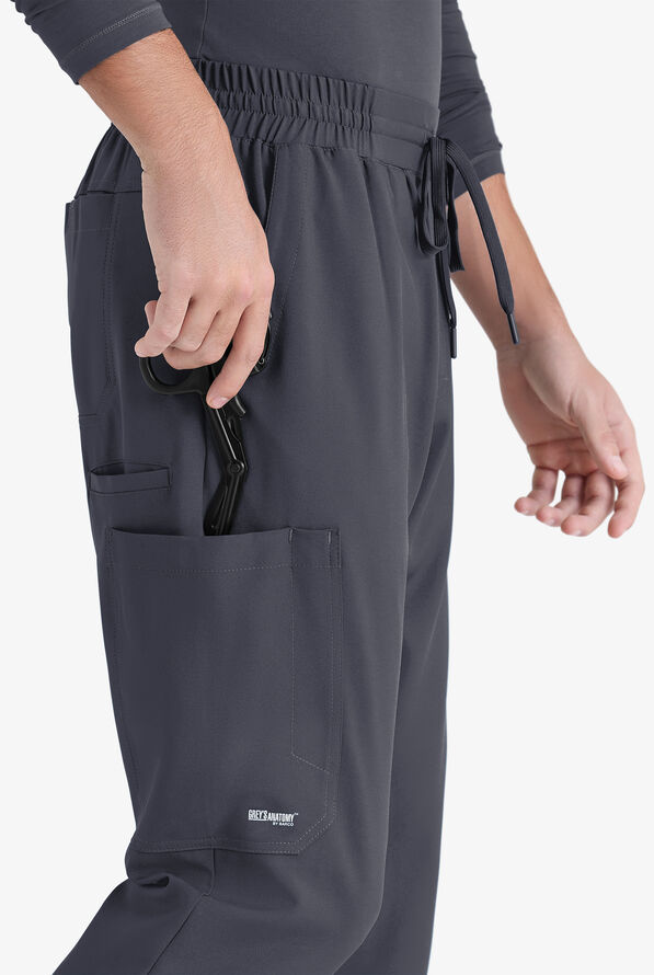 Grey's Anatomy by Barco Evolve STRETCH Voyager Men's 5-Pocket Cargo Jogger Scrub Pants - Steel Gray - 2