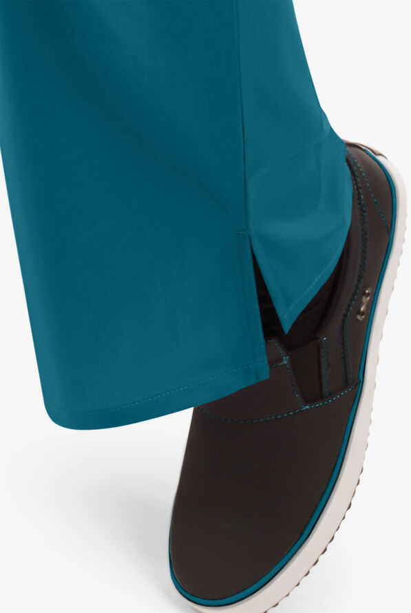 Cherokee Workwear Women's 3-Pocket Flare Leg Drawstring Scrub Pants - Tall - Caribbean Blue - 5