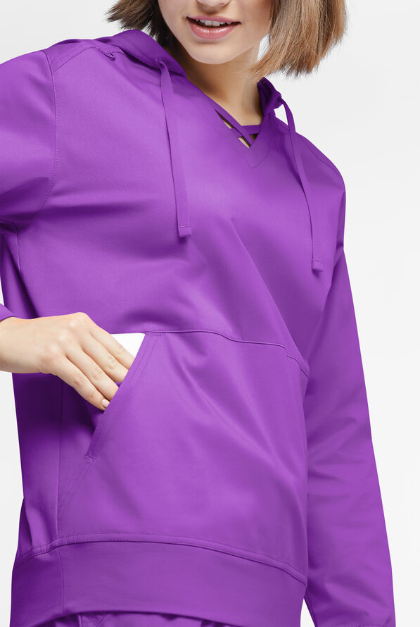 Sudadera m&eacute;dica UA Butter-soft STRETCH con capucha y 4 bolsillos para mujer - Wild Plum - 3