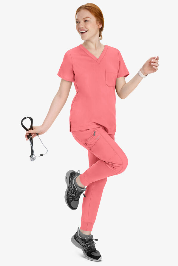 Healing Hands Purple Label Toby Women's 7-Pocket STRETCH Jogger Drawstring Scrub Pant - Blushing Peach - 6