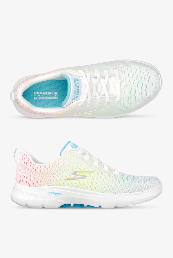 Zapatillas deportivas Skechers Go Walk 6 Vibrant Energy White/Multi con cordones para mujer - null - 1