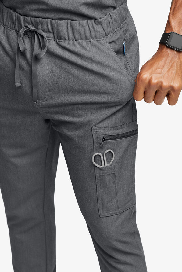 Movement by Butter-Soft Epsilon Men’s Slim 8-Pocket Stretch Cargo Scrub Pants - Charcoal Heather - 2