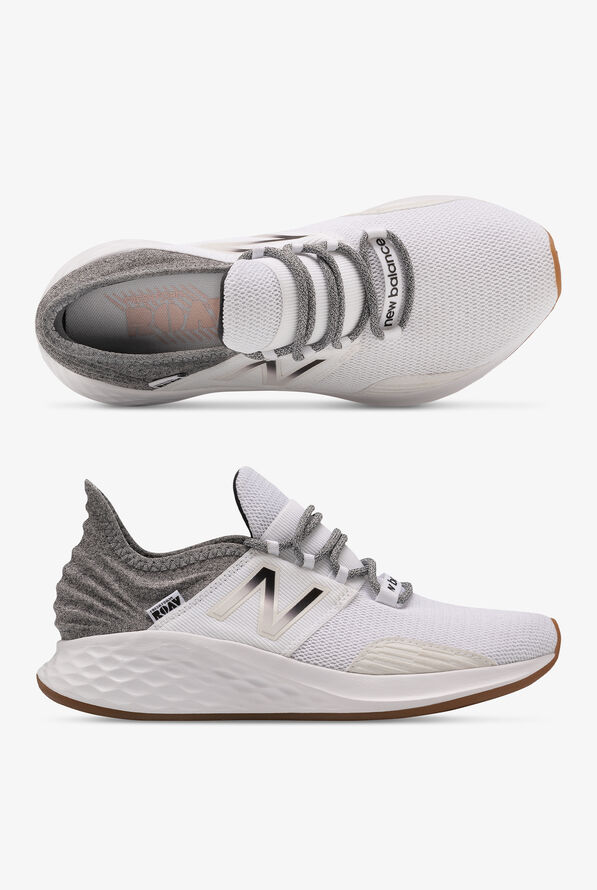 New Balance Women's Fresh Foam Roav White/Grey Athletic Lace Up Nursing Shoes - White - 1