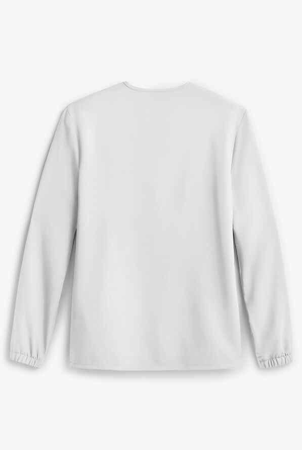 Cherokee Workwear Originals Ultra Unisex 2-Pocket Snap Front Warm Up Scrub Jacket - White - 5