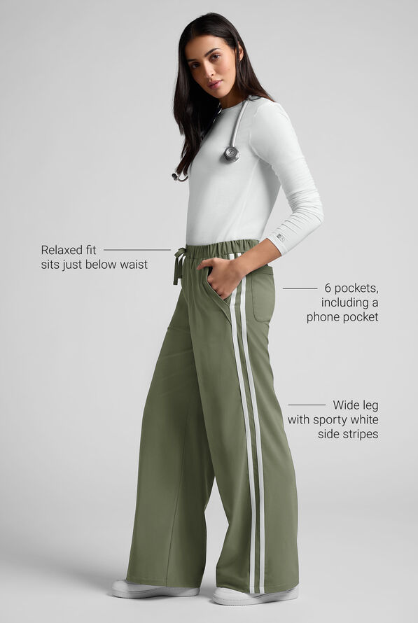 Easy STRETCH Women's Relaxed Fit Wide Leg Scrub Pant - Olive Leaf - 6