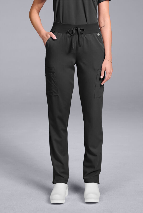 Hypothesis Women's Base 7-Pocket Straight Leg Cargo Scrub Pant - Petite - Jet Black - 1