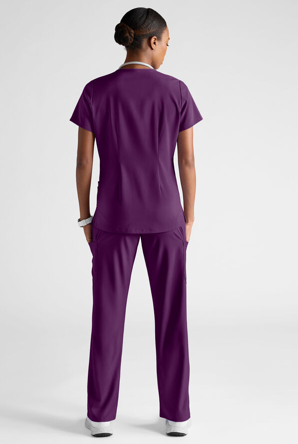 Easy STRETCH Women's 8-Pocket Scrub Set - Petite - Eggplant - 3