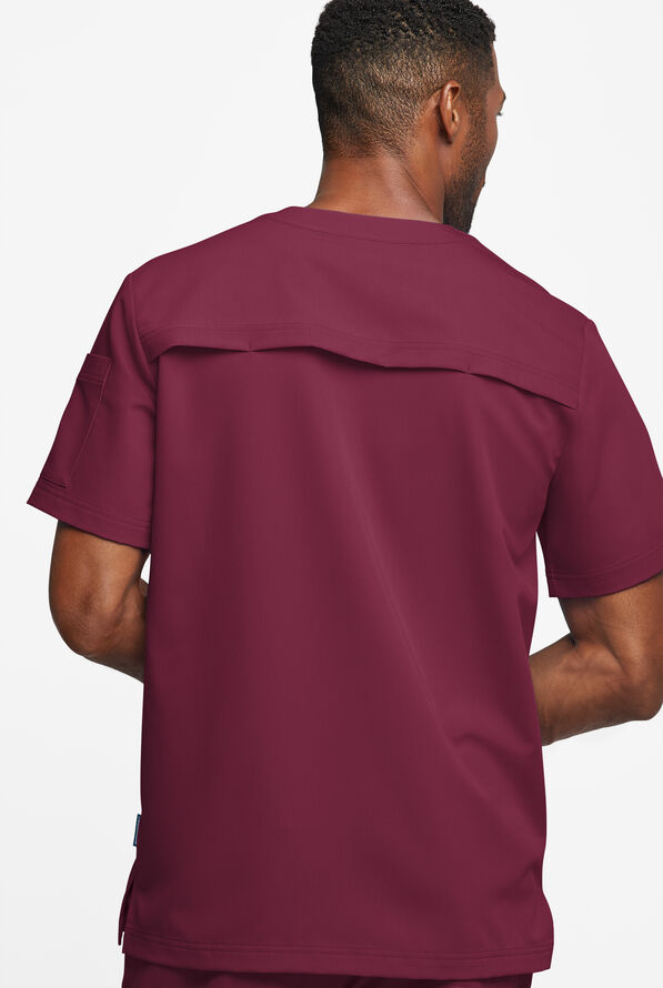 MOVEMENT by Butter-Soft Eclipse Men's 4-Pocket Short Sleeve Henley Scrub Top - Wine - 3