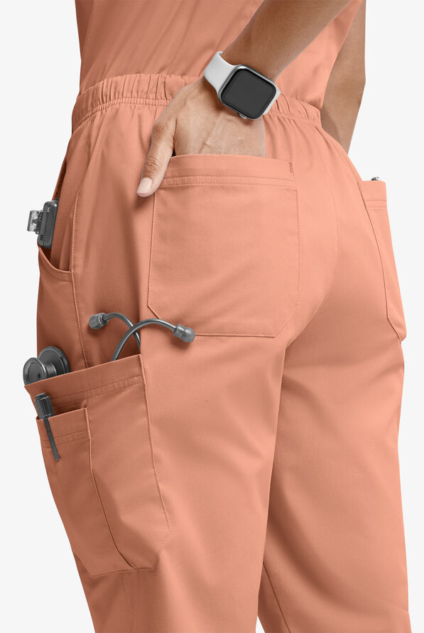 Butter-Soft STRETCH Women’s 10-Pocket Mid Rise Straight Leg Scrub Pant - Terracotta - 2