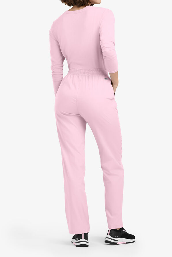Butter-Soft Originals Women's 2-Pocket High Waisted Straight Leg Scrub Pants - Petite - Rose Quartz - 3