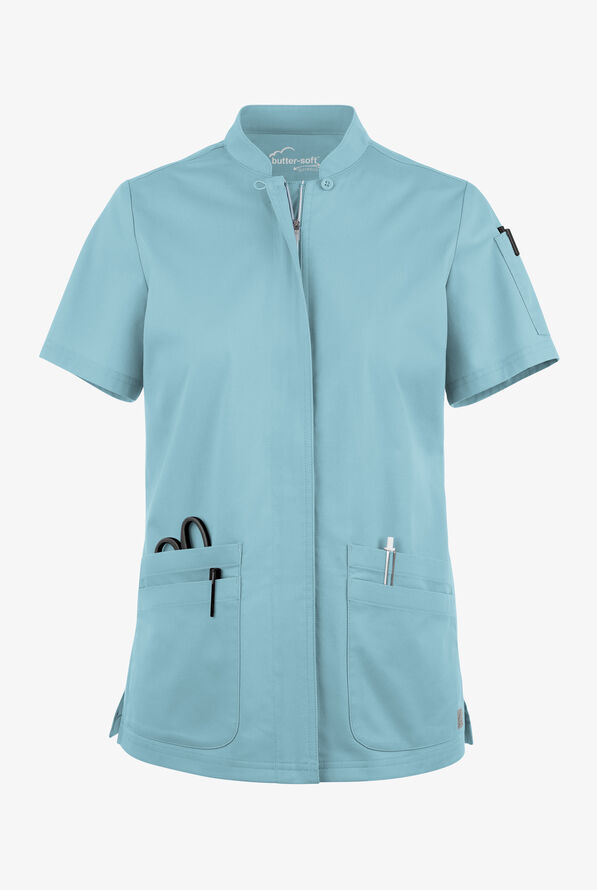 Blusa m&eacute;dica UA Butter-Soft STRETCH con cremallera y 6 bolsillos para mujer - Dew Drop - 1