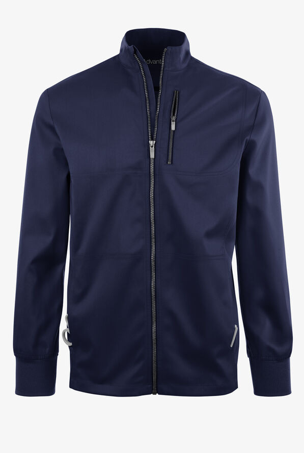 Advantage STRETCH Men's 4-Pocket Zip Front Warm-Up Scrub Jacket - Navy - 1