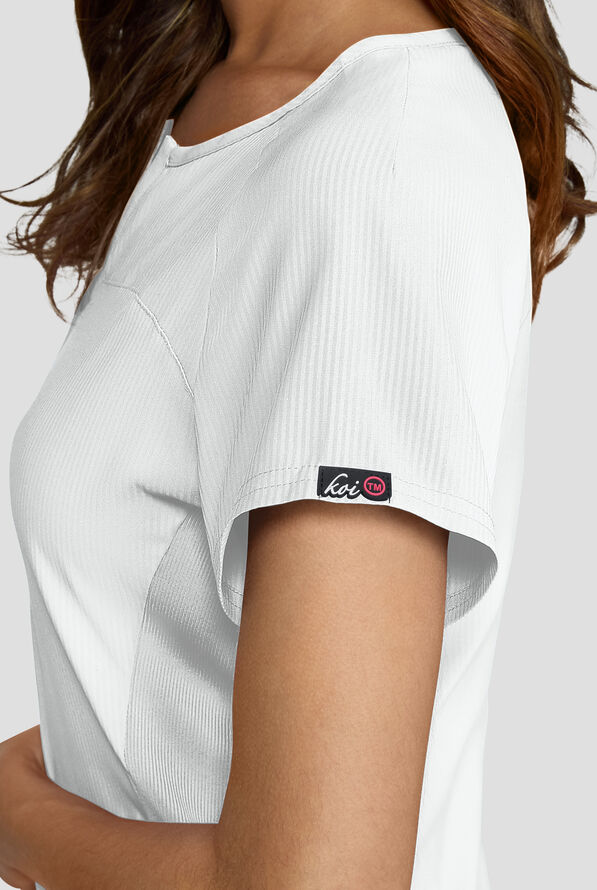 Blusa m&eacute;dica koi Lite&trade; Lilias con cuello coraz&oacute;n con muesca y 2 bolsillos para mujer - White - 3