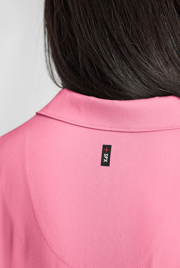 Grey's Anatomy by Barco Emerge Emery Women's 3-Pocket STRETCH Collar V-Neck Scrub Top - Glow Pink - 5