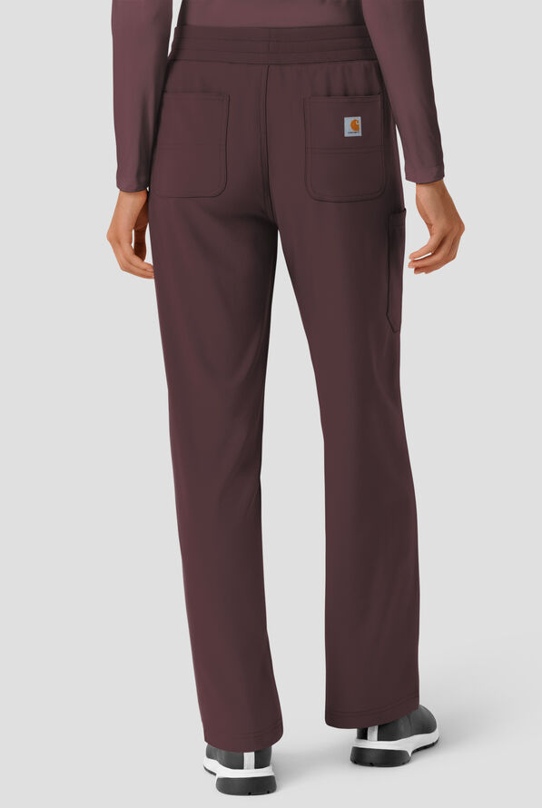 Carhartt Cross-Flex Force Boot Cut Women's 6-Pocket STRETCH Convertible Drawstring Cargo Scrub Pants - Dark Sepia - 2