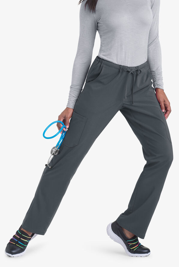 Easy STRETCH Eden Women's 4-Pocket Drawstring Scrub Pants - Pewter - 3
