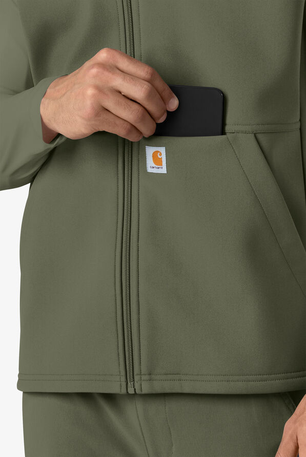 Carhartt Force Rugged Men's 6-Pocket Bonded Fleece Utility Zip Front Scrub Vest - Olive - 5