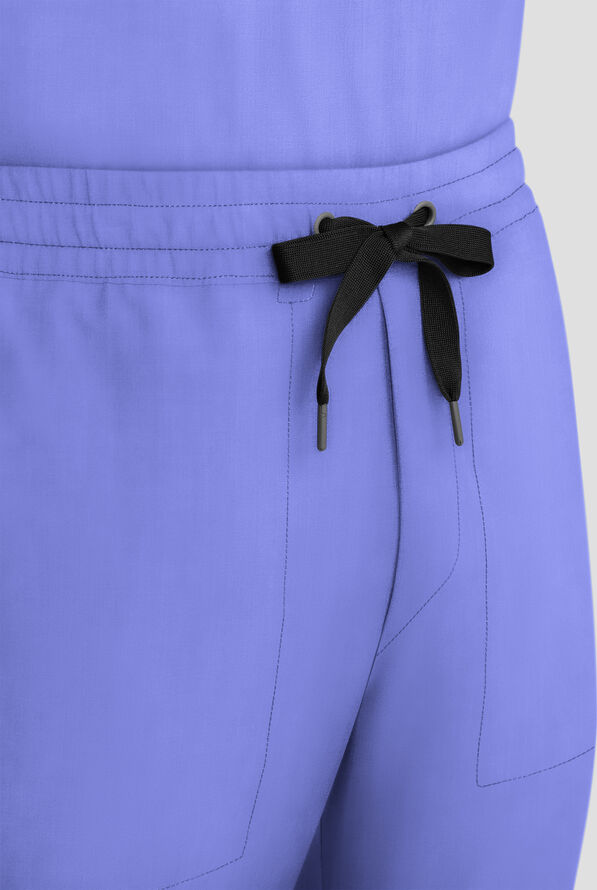 Healing Hands Quest Men's 4-Pocket STRETCH Straight Leg Drawstring Cargo Scrub Pant - Ceil Blue - 2