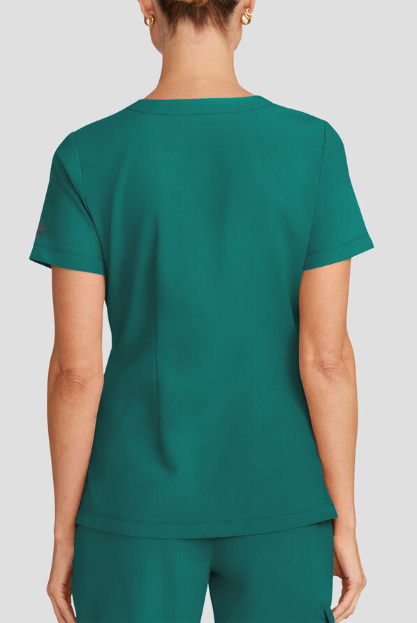 Healing Hands Quest Women's 1-Pocket STRETCH Tuck In V-Neck Scrub Top - Hunter - 4