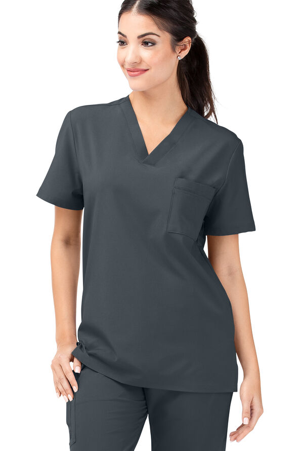 Blusa médica unisex Tafford Active STRETCH Riley con cuello en V y 3 bolsillos - Pewter - 1