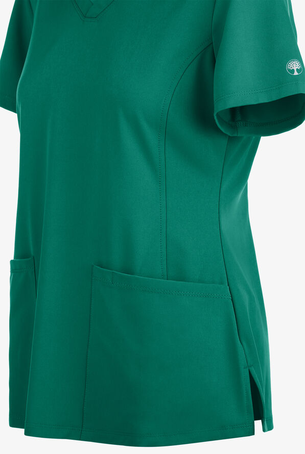 HH Works by Healing Hands Monica Women's 4-Pocket STRETCH V-Neck Scrub Top - Hunter - 4