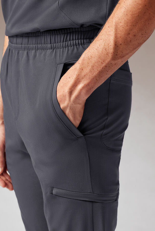 Hypothesis S-A Shift Adaptive Men’s 6-Pocket Tapered Leg Scrub Pant - Pewter - 4