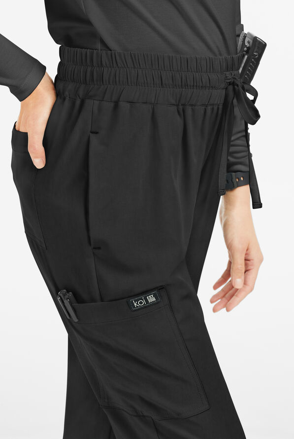 koi Basics Gemma Women's 5-Pocket STRETCH Cargo Jogger Scrub Pants - Black - 2