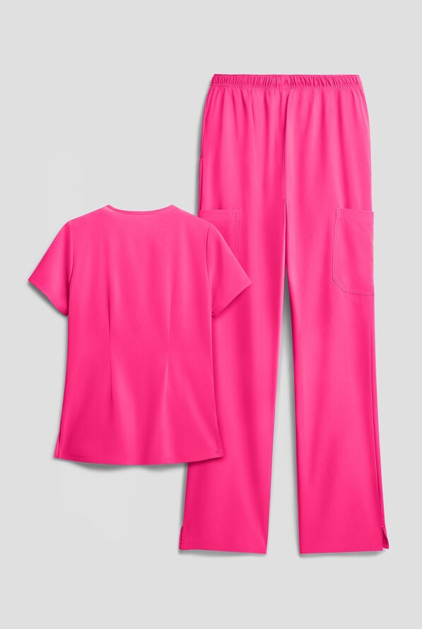 Easy STRETCH Women's 8-Pocket Scrub Set - Reactive Pink - 2