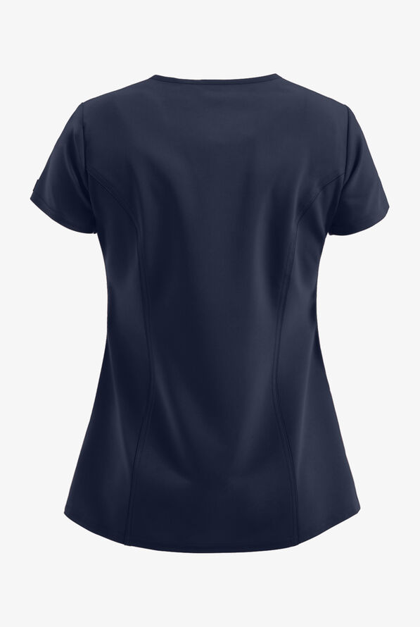 Dickies Xtreme STRETCH Women's 3-Pocket Contemporary Fit Mock Wrap Scrub Top - Navy - 2