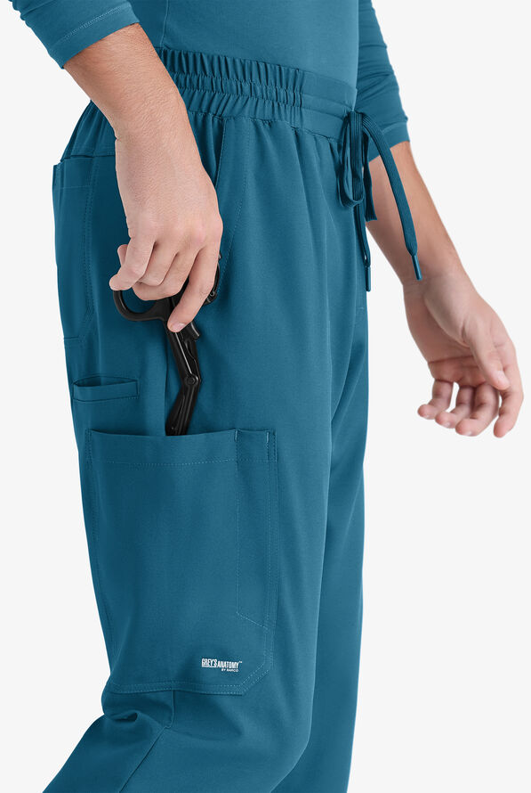 Grey's Anatomy by Barco Evolve STRETCH Voyager Men's 5-Pocket Cargo Jogger Scrub Pants - Bahama Blue - 2