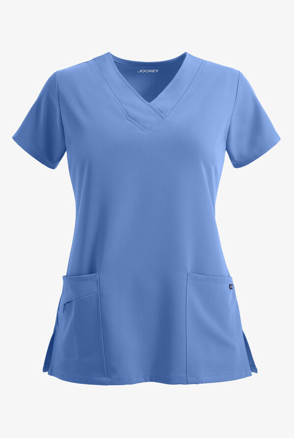 Jockey Women's 2-Pocket STRETCH V-Neck Scrub Top - Ceil Blue - 1