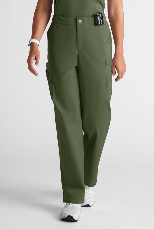 Butter-Soft STRETCH Women's 10-Pocket Straight Leg Cargo Scrub Pants - Light Olive - 1