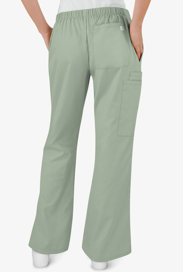 Butter-Soft Core Women's 4-Pocket Elastic Waist Back Drawstring Scrub Pants - Jadeite - 2
