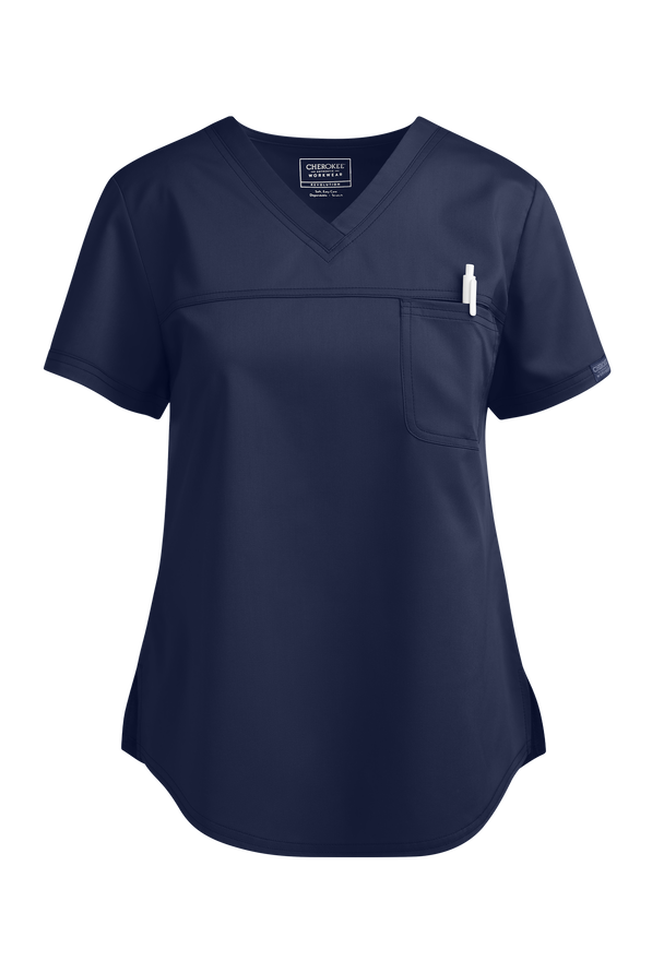 Blusa médica Cherokee WorkWear Revolution con cuello en V, Uniformes ...
