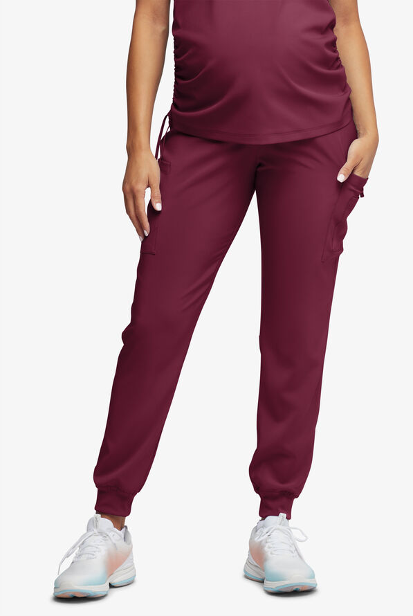 Pantalón médico de maternidad Easy STRETCH Chrissy estilo jogger con piernas pitillo y 4 bolsillos para mujer - Wine - 1