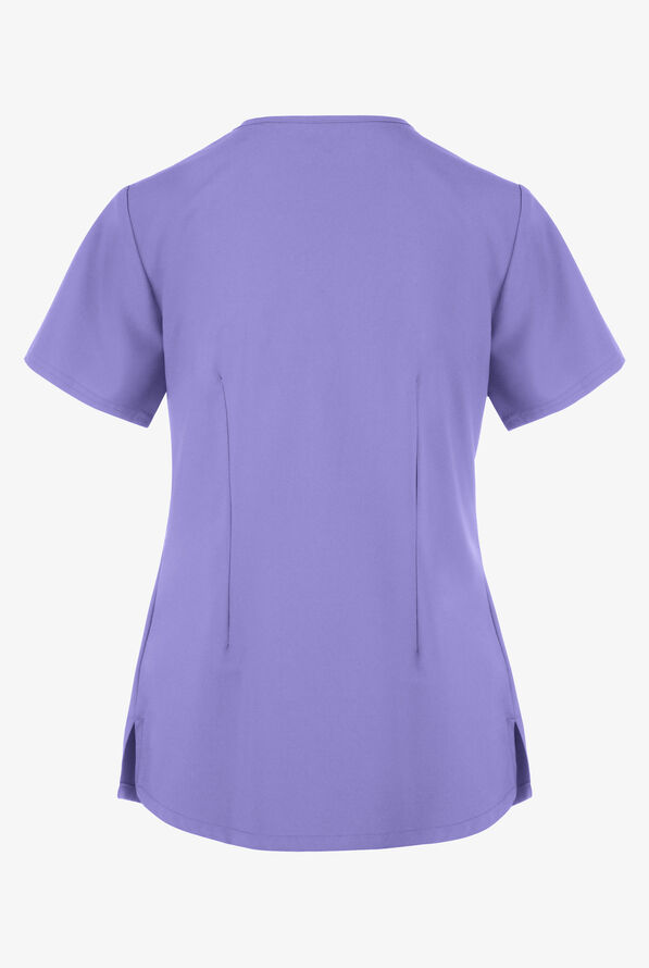 Blusa m&eacute;dica Easy STRETCH Leila con ojales con lazos y 3 bolsillos para mujer - Blueberry Crush - 4