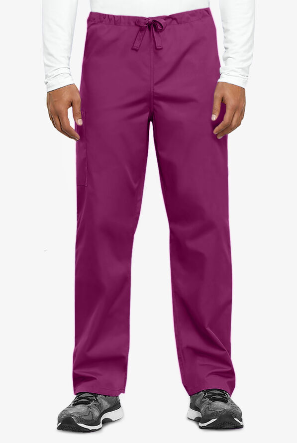 Cherokee Workwear Unisex 3-Pocket Drawstring Scrub Pants - Wine - 1