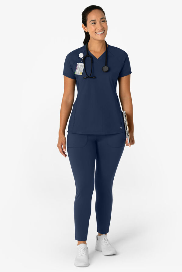 Wink Renew Knit Women's 5-Pocket STRETCH Ankle Zip Track Scrub Pants - Navy - 4