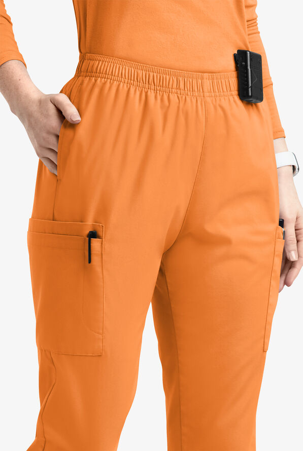 Butter-Soft Originals Women's 7-Pocket Tapered Jogger Cargo Scrub Pants - Apricot Crush - 2