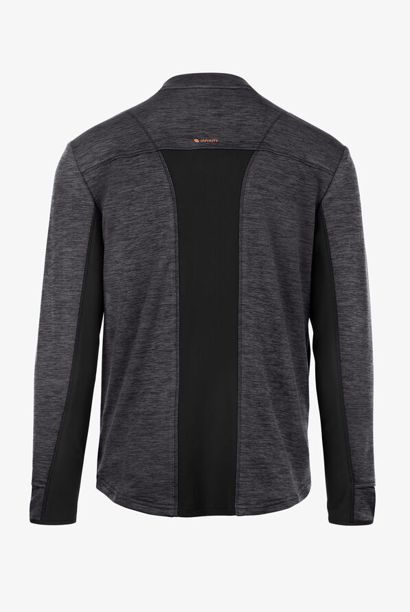 Infinity GNR8 Men's 4-Pocket STRETCH Mock Neck Warm-Up Scrub Jacket - Black - 2