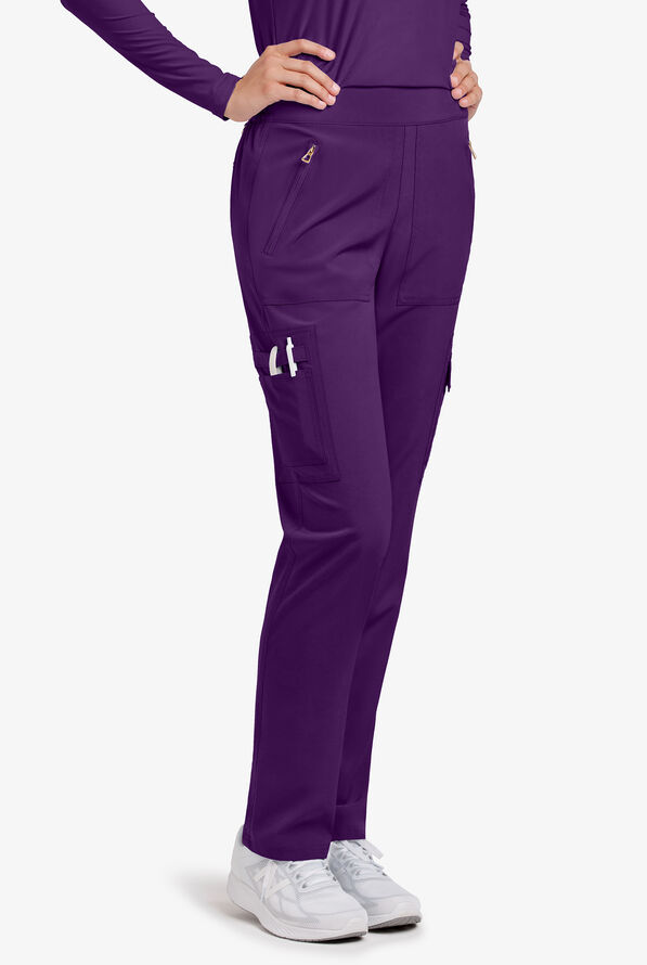 Lauderdale By UA Datura Women's 6-Pocket Cargo STRETCH Scrub Pants - Eggplant - 1