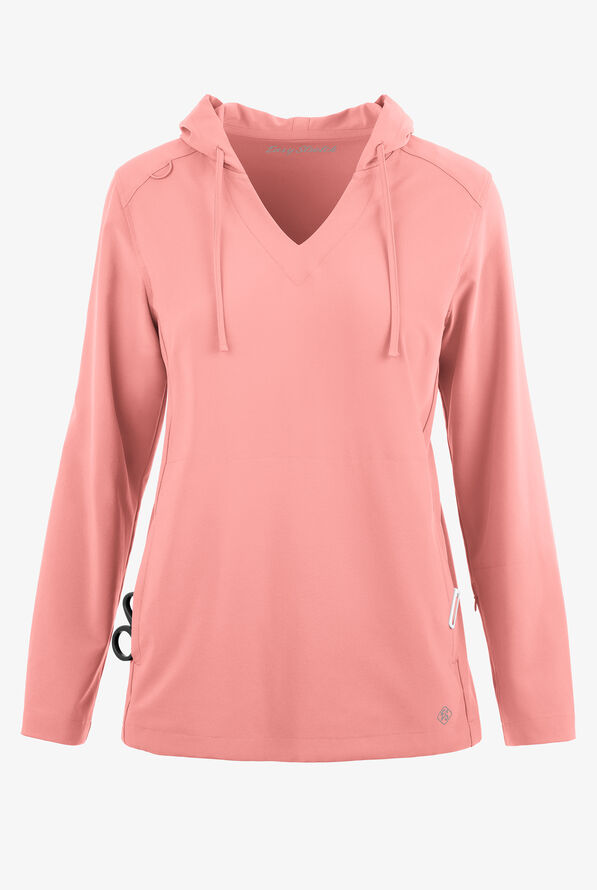 Easy STRETCH Billie Women’s 4-Pocket Pullover Scrub Hoodie - Autumn Coral - 1